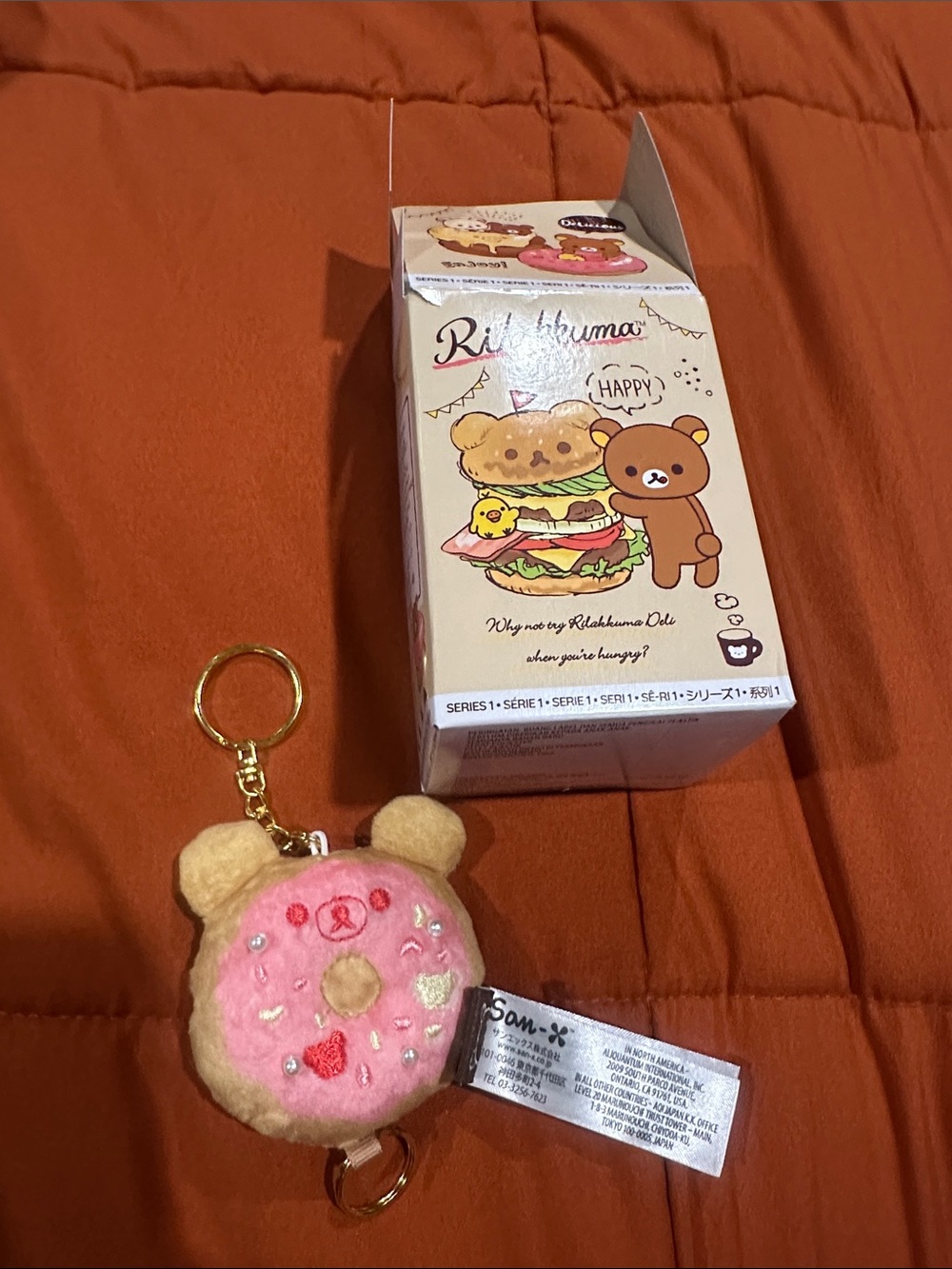 Rilakkuma Pink Donut Keychain Plush